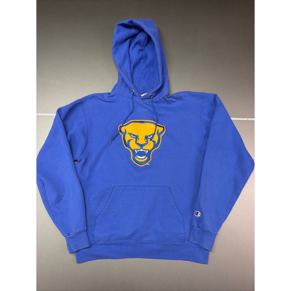 Champion Pitt Panthers Blue Pullover Hoodie Men's Medium NCAA Embroidered Logo‎